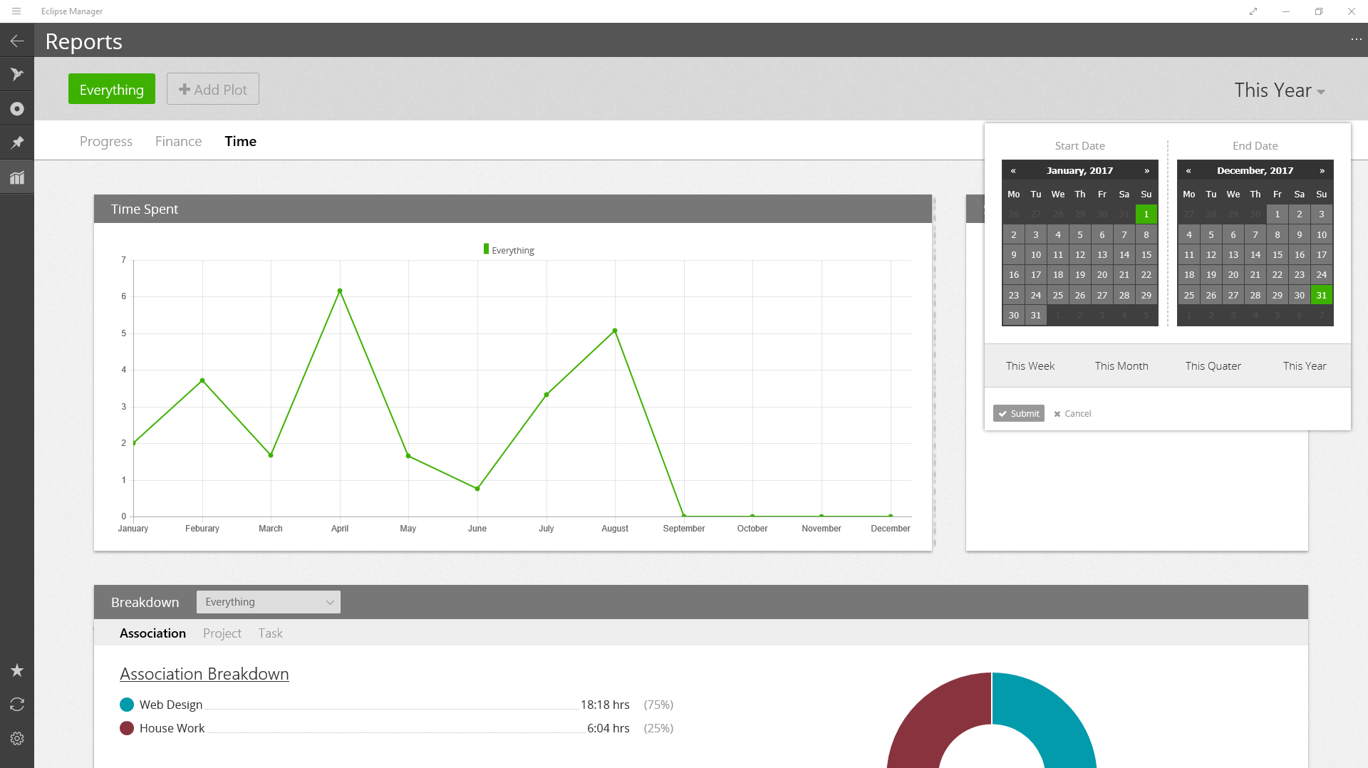 Reports Date Selector